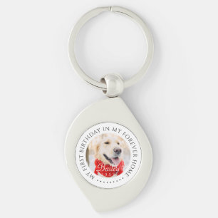 My First Birthday Forever Home Modern Pet Photo Key Ring