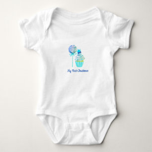 My First Blue Christmas lollies  Baby Bodysuit