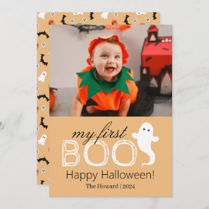 My First Boo! Spooky Cute Halloween Family Photo Holiday Card
