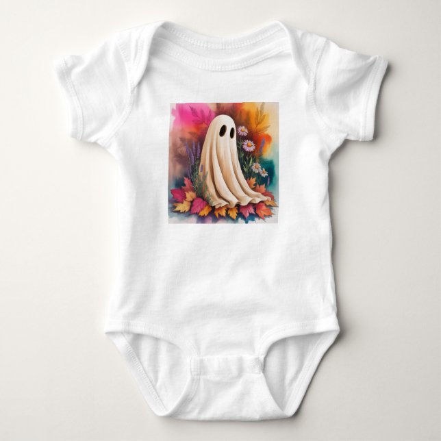 My First Bootiful Halloween Ghost, Halloween Ghost Baby Bodysuit (Front)