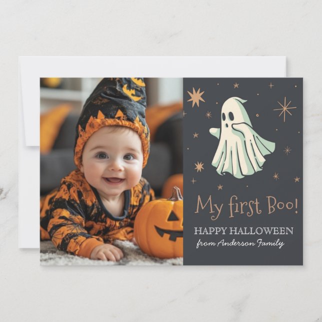 My first bu Ghost baby photo halloween Invitation (Front)