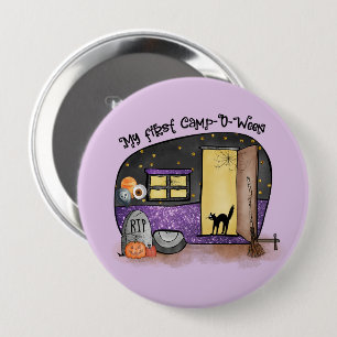 My First Camp-O-Ween – Spooky Black Cat 10 Cm Round Badge