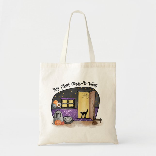 My First Camp-O-Ween – Spooky Black Cat Tote Bag (Front)