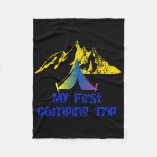 My First Camping Trip Adventure Hiking Camp Tent Fleece Blanket