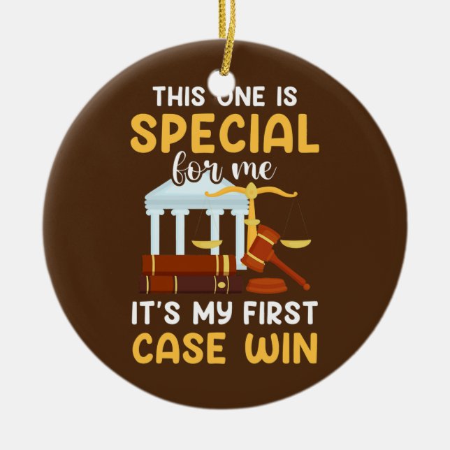 My First Case Win Funny Lawyer Law School Ceramic Tree Decoration (Front)