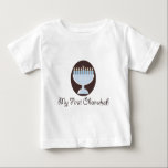 My First Chanukah Hanukkah Infant T shirt<br><div class="desc">A cute and pretty light blue and white menorah on a dark brown background that celebrates baby's first Festival of Lights on kid and infant Hanukkah apparel and stationery that make cute Chanukah gifts.</div>