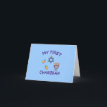 My First Chanukah Holiday Card<br><div class="desc">Celebrate baby's first Chanukah with personalised Hanukkah menorah,  dreidels and Jewish Star with adorable "My First Chanukah".</div>