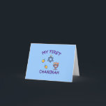 My First Chanukah Holiday Card<br><div class="desc">Celebrate baby's first Chanukah with personalised Hanukkah menorah,  dreidels and Jewish Star with adorable "My First Chanukah".</div>