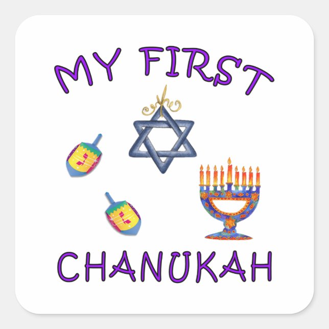 My First Chanukah Square Sticker (Front)