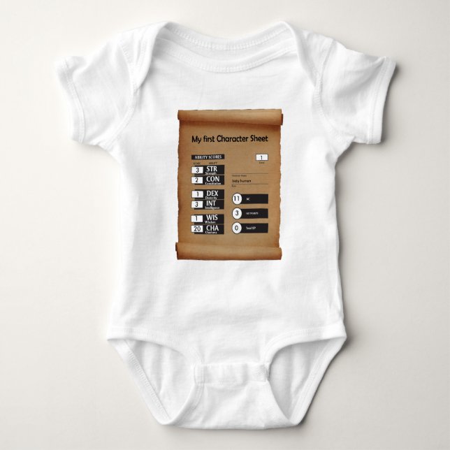 My first Character Sheet Baby Bodysuit (Front)