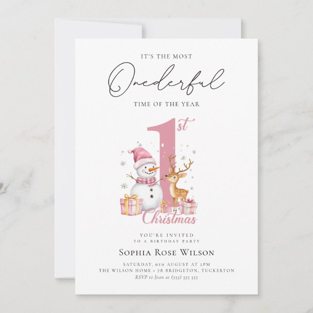 My First Christmas 1st Birthday Invitation (Front)