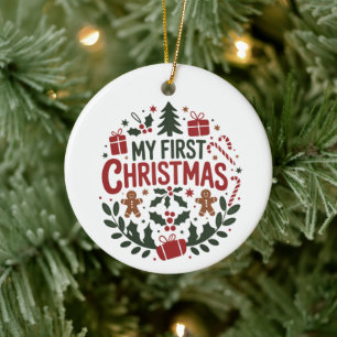 My First Christmas 1st Xmas Family Matching Baby  Ceramic Tree Decoration