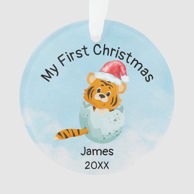 My First Christmas 2023 Cute Baby Tiger Ornament (Front)
