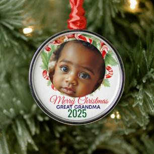 My First Christmas 2025: Personalised Photo  Metal Tree Decoration