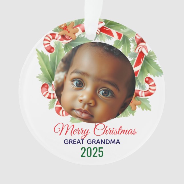My First Christmas 2025: Personalised Photo  Ornament (Front)