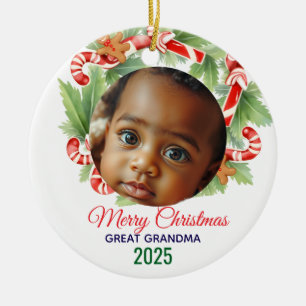 My First Christmas 2025: Personalized Photo Ceramic Tree Decoration