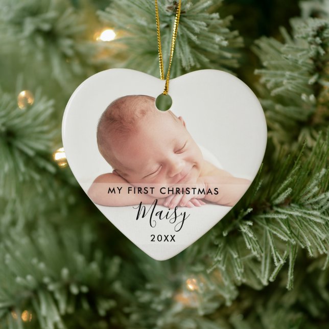 My First Christmas 2 Baby Photo Elegant Ceramic Tree Decoration (Tree)