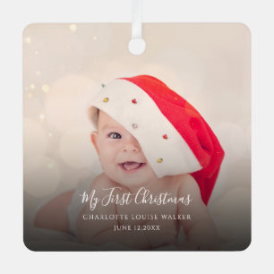 My First Christmas 2 Baby Photos Festive Metal Tree Decoration