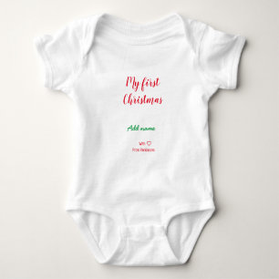 My first Christmas add name family name with love Baby Bodysuit