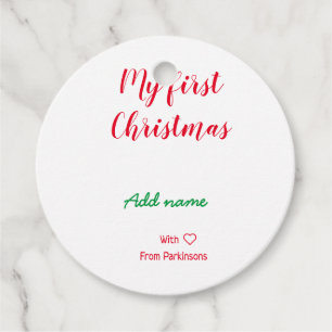 My first Christmas add name family name with love  Favour Tags