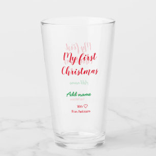My first Christmas add name family name with love Glass