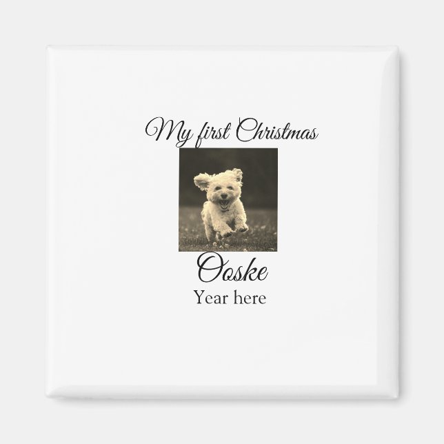 My first Christmas add pet name date year photo  Magnet (Front)