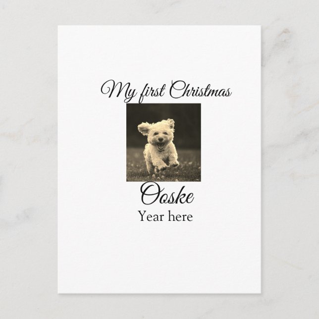 My first Christmas add pet name date year photo  Postcard (Front)