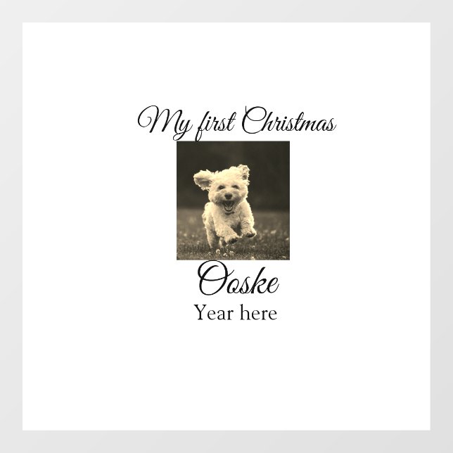 My first Christmas add pet name date year photo  Window Cling (Sheet)
