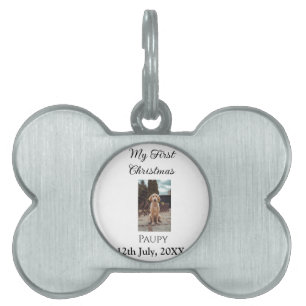 My first Christmas add pet name dog cat year photo ID Tag