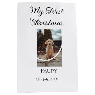 My first Christmas add pet name dog cat year photo Medium Gift Bag