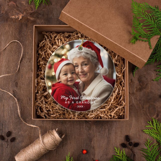 My First Christmas As A Grandma Family Photo Ceramic Tree Decoration (Creator Uploaded)