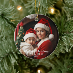 My First Christmas as a Mom Family Photo Ceramic Tree Decoration