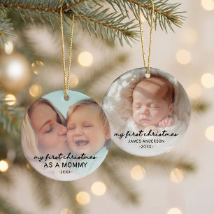 My first Christmas AS A MOMMY two photo Ceramic Tree Decoration