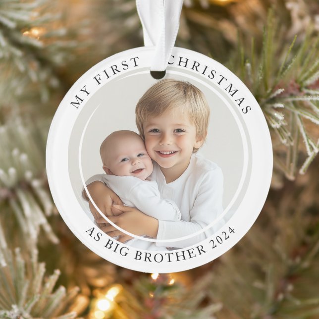 My first Christmas As Big Brother Custom Photo Ornament (Tree)