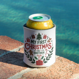 My First Christmas As Brother Family Matching Can Cooler