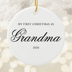 My First Christmas as Grandma Classic Calligraphy Ceramic Tree Decoration