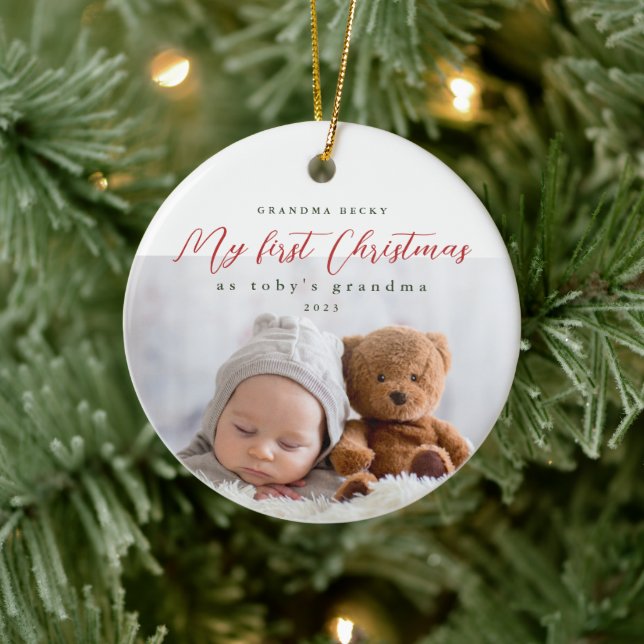 My First Christmas as Grandma Photo and Year Ceramic Tree Decoration (Tree)