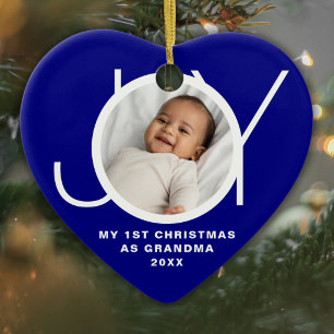 My First Christmas As Grandma Photo Blue Ceramic Tree Decoration