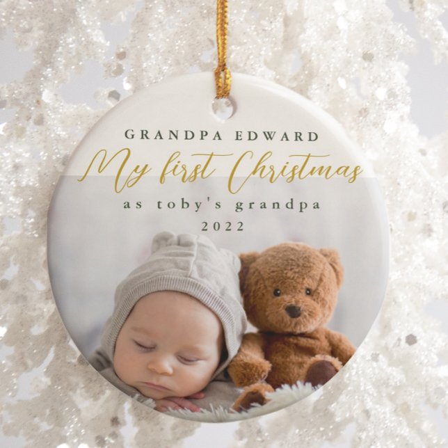 My First Christmas as Grandpa Photo and Year Ceramic Tree Decoration (Creator Uploaded)