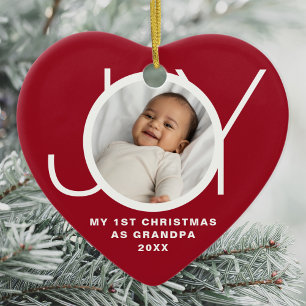 My First Christmas As Grandpa Photo Red Ceramic Tree Decoration