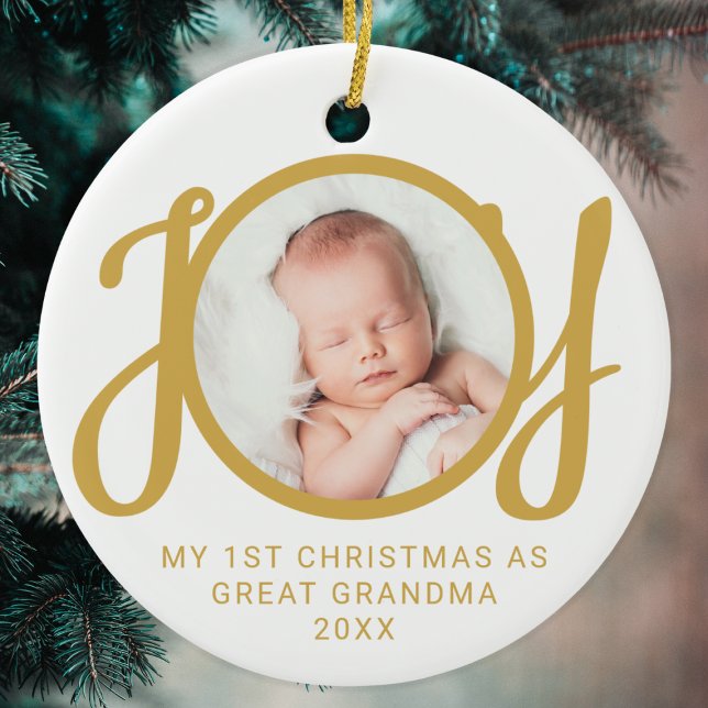 My First Christmas As Great Grandma Photo Gold  Ceramic Tree Decoration (Creator Uploaded)