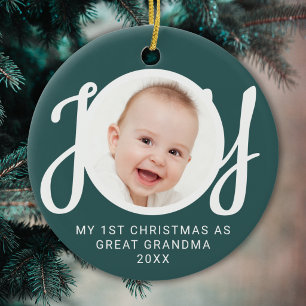 My First Christmas As Great Grandma Photo Green Ceramic Tree Decoration