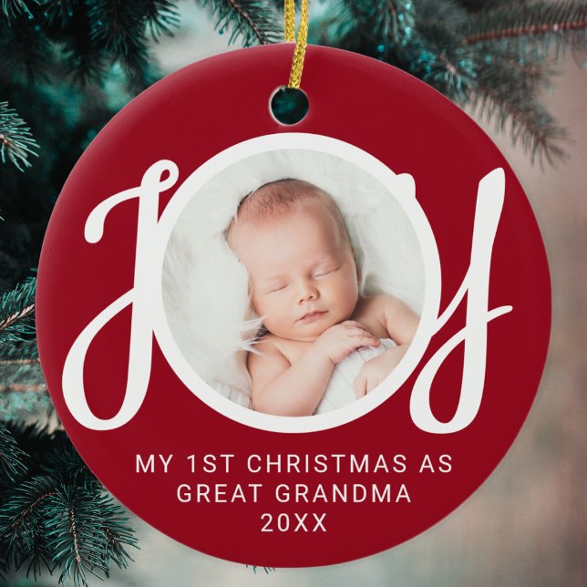 My First Christmas As Great Grandma Photo Red Ceramic Tree Decoration (Creator Uploaded)