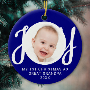 My First Christmas As Great Grandpa Photo Blue Ceramic Tree Decoration