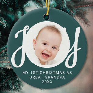 My First Christmas As Great Grandpa Photo Green Ceramic Tree Decoration