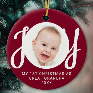 My First Christmas As Great Grandpa Photo Maroon Ceramic Tree Decoration