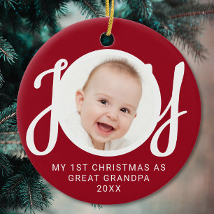 My First Christmas As Great Grandpa Photo Red Ceramic Tree Decoration