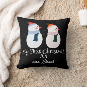 My First Christmas as Mr. and Mrs. Newlywed Cushion