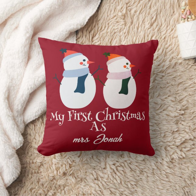 My First Christmas as Mr. and Mrs. Newlywed Cushion (Blanket)