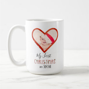 My First Christmas As Mum Love Heart Baby Photo Coffee Mug